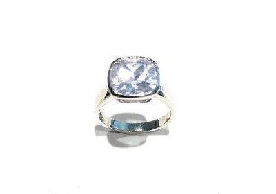 Bague Solitaire Zircon Carré Argent 925 Rhodium - Photo 1/2