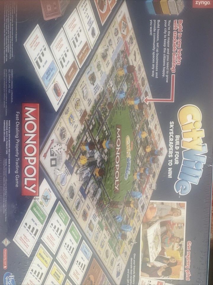 New Sealed Cityville Monopoly Board Bame. Ages 8+, 24 players. Hasbro