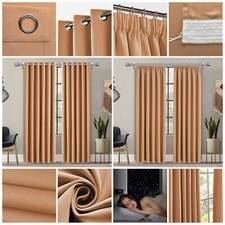 Image of THERMAL BLACKOUT CURTAINS READY MADE EYELET RING TOP OR PENCIL PLEAT + TIE BACKS