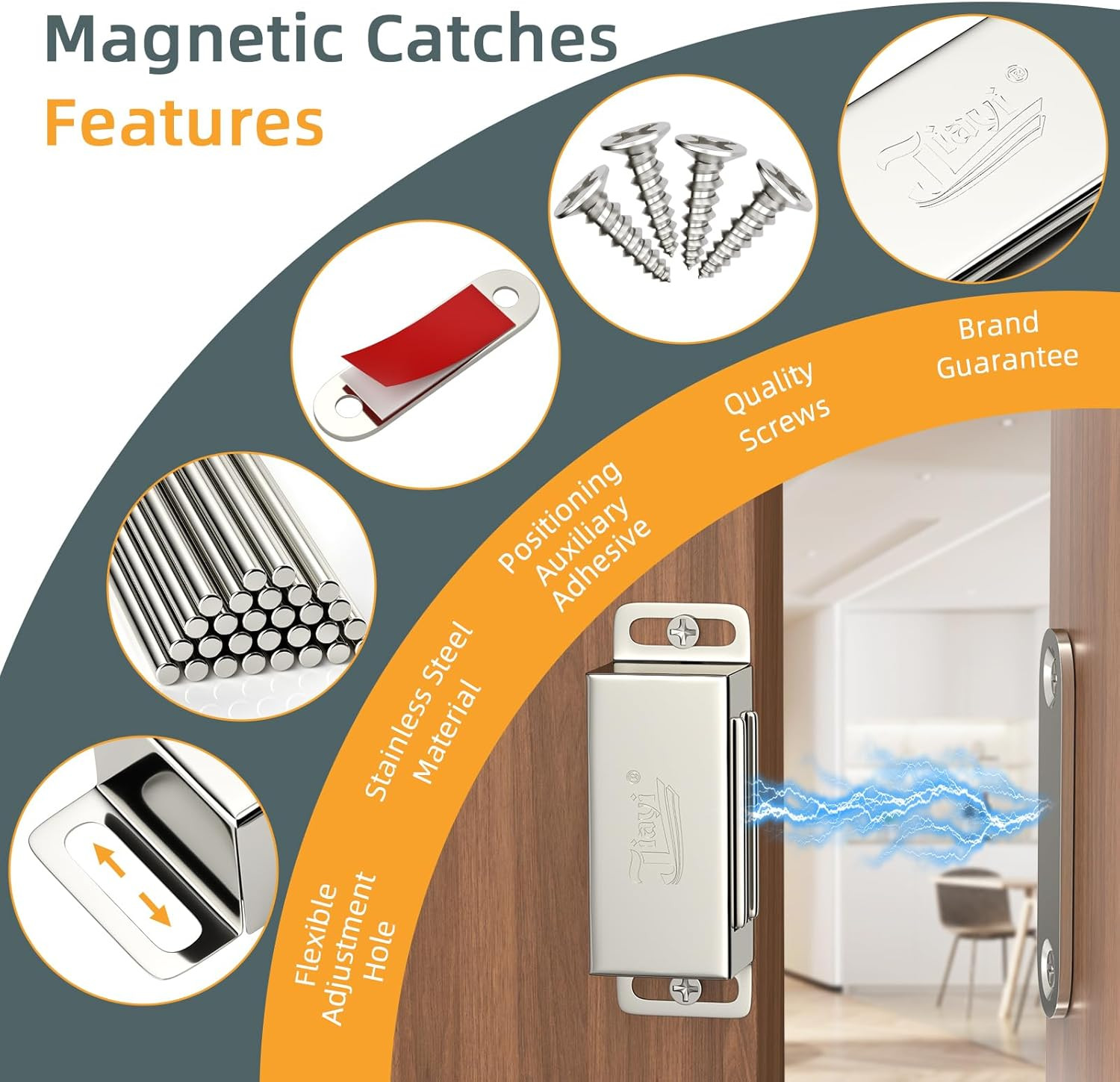 Cabinet Magnets  12 Pack Magnetic Door Catch Stainless Steel Kitchen Cabinet Mag