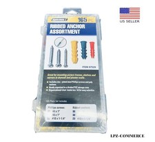 165 Pc Swordfish 32080 Ribbed Plastic Anchor Wall Plug and Screw Assortment NEW