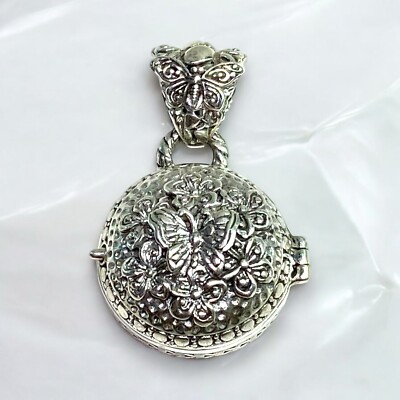 Sterling Silber Designer Sarda Bali Schmetterling Kreis Medaillon Anhänger