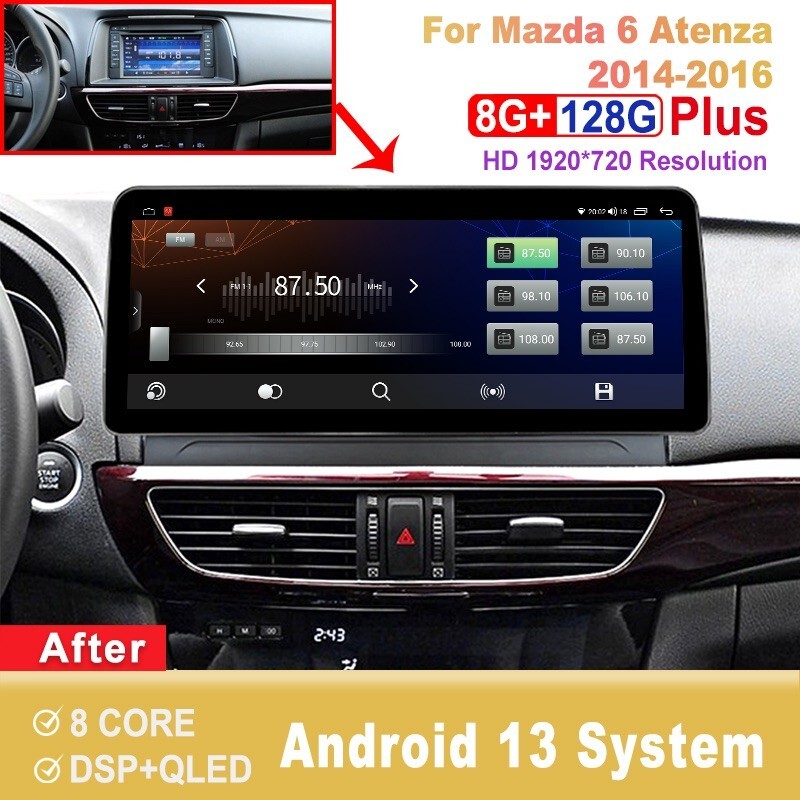 アテンザ　car playモニター　12.3インチ 12.3inch Screen Android Car Radio For Mazda 6 Atenza 2014