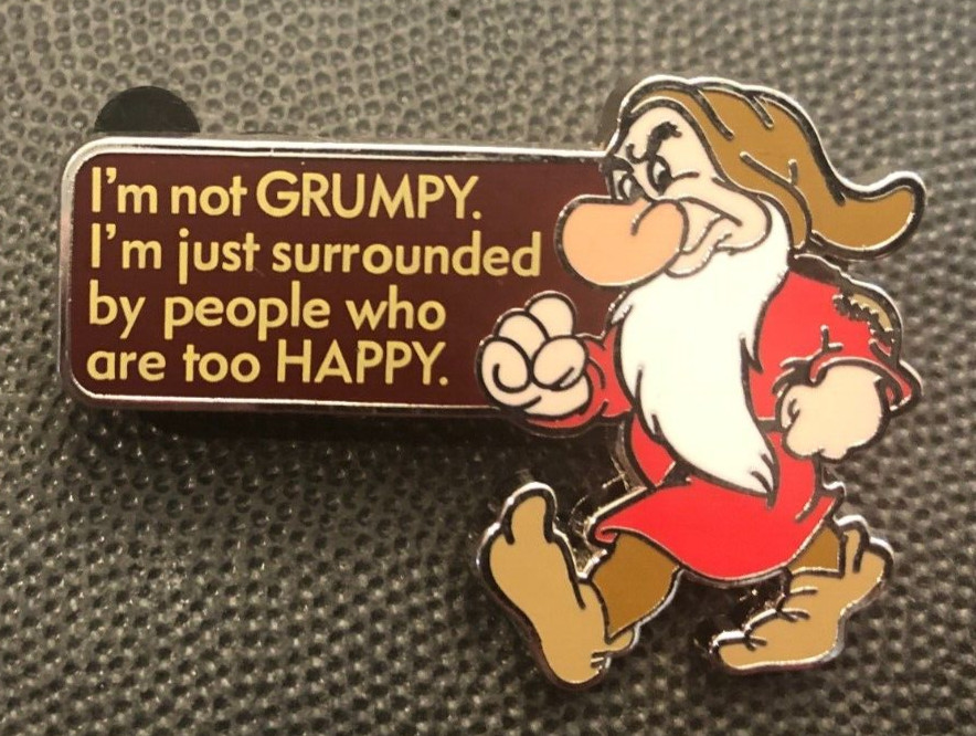 Disney pin 101234 Snow White and the Seven Dwarfs I'm not Grumpy quote dwarf
