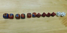 Chessex and Koplow: Red/blue, Red/gold and White/Black Dice lot #31(12)