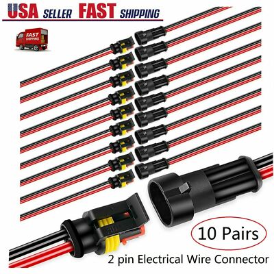 20X Car Electrical Wire Cable Connector 2Pin Way Plug Kit Male Female Waterproof