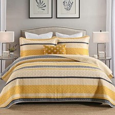 Quilt King Size - Cotton King Quilt, King 106"x98" 04yellow/Gray/Black
