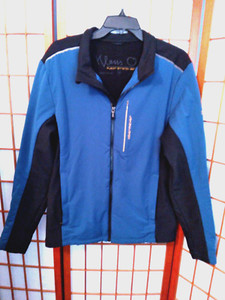 MENS OBERMEYER FUSION STRETCH SERIES HYBRID INSULATOR JACKET BLUE BLACK SZ MED 