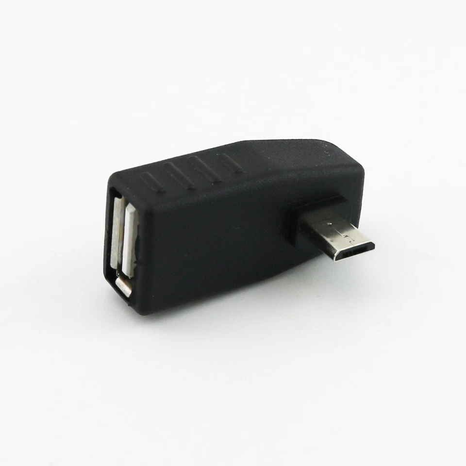 1pc USB 2.0 A Female To Left Angle Micro 5 Pin B Male OTG Host Adapter Connector - Image 2 of 4