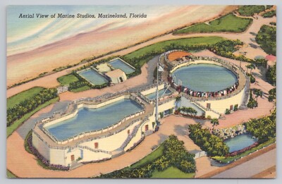 St Augustine Florida, Marineland Marine Studios Aerial View, Vintage Postcard
