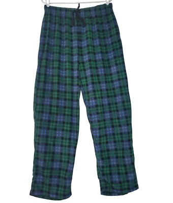 West Loop Mens Green & Purple Plaid Fleece Pajama Pants M/L.