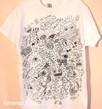 Outsider Art, Hand-Painted T-Shirt, Uni-Sex Small / Length 27" / Chest