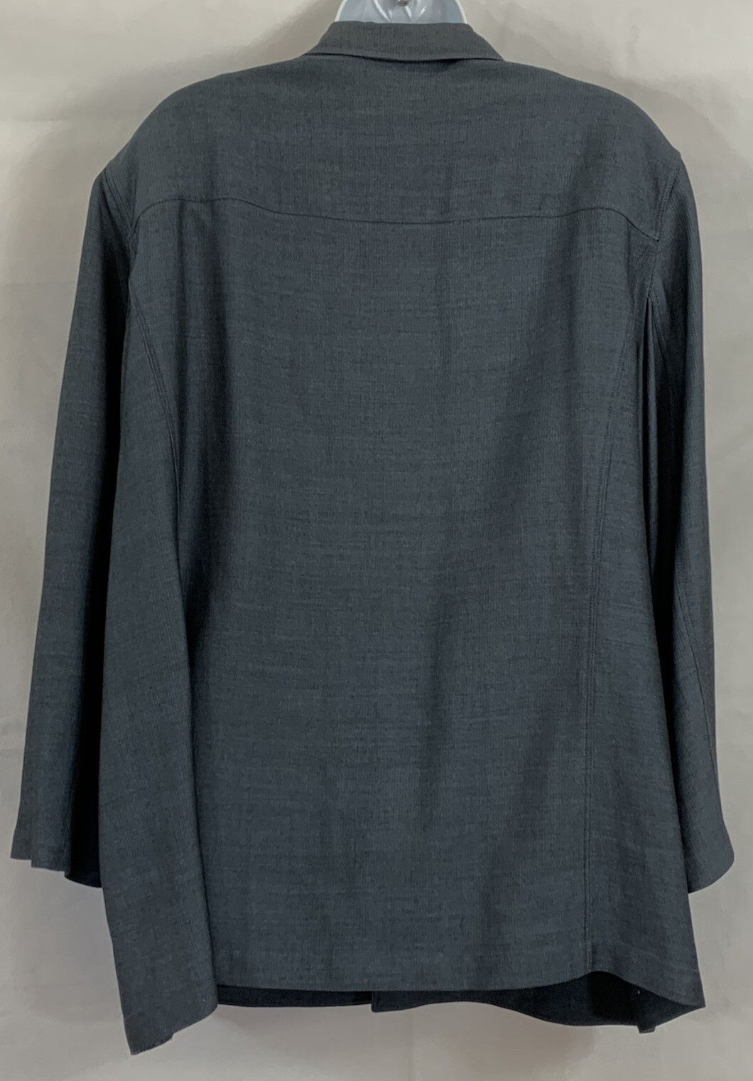 Elana By Tanner Plus Sz 20 Blue Herringbone Open Jacket Blazer Long Sleeves Pkts