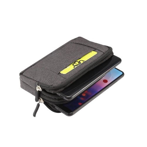 Étui Ceinture Wiko View 2 - Housse De Protection Nylon Noir - Multi-usages - Étanche - Dimensions 16.5x9x2 Cm