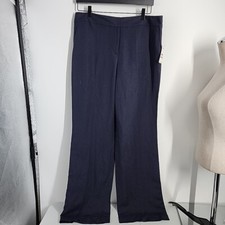 New NINE WEST Size 10 THE NEO CLASSIC Dress Pant POCKETS Navy Blue Linen Blend