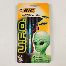 Bolígrafos Bic Wavelengths UFO Alien Stick tinta negra 1997 de colección nuevos nuevos en stock