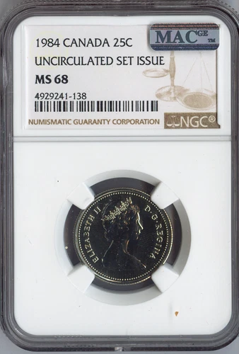 1984 Canada 25 Cents 25C NGC MS68 UNC SET - Quality Auction