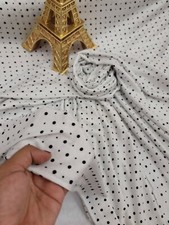 Sweet Black Polka-dot White Background Stretch Jersey Knit Fabric By The Yard