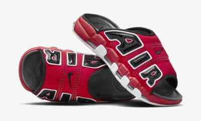 6個Nike Air More Uptempo Slide Nike Air More Uptempo Men's Dark Rubber Slide - Midnight Navy/Red