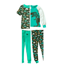 Little Rebels Boys 4-Piece Teal Dinosaur Pajama Set Size 4 and 7 