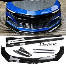 For Chevrolet Camaro Front Bumper Lip 86" Side Skirt Rear Spoiler Glossy Black