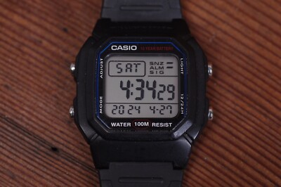 Casio W-800H Vintage Resin Quartz Black Classic Alarm 