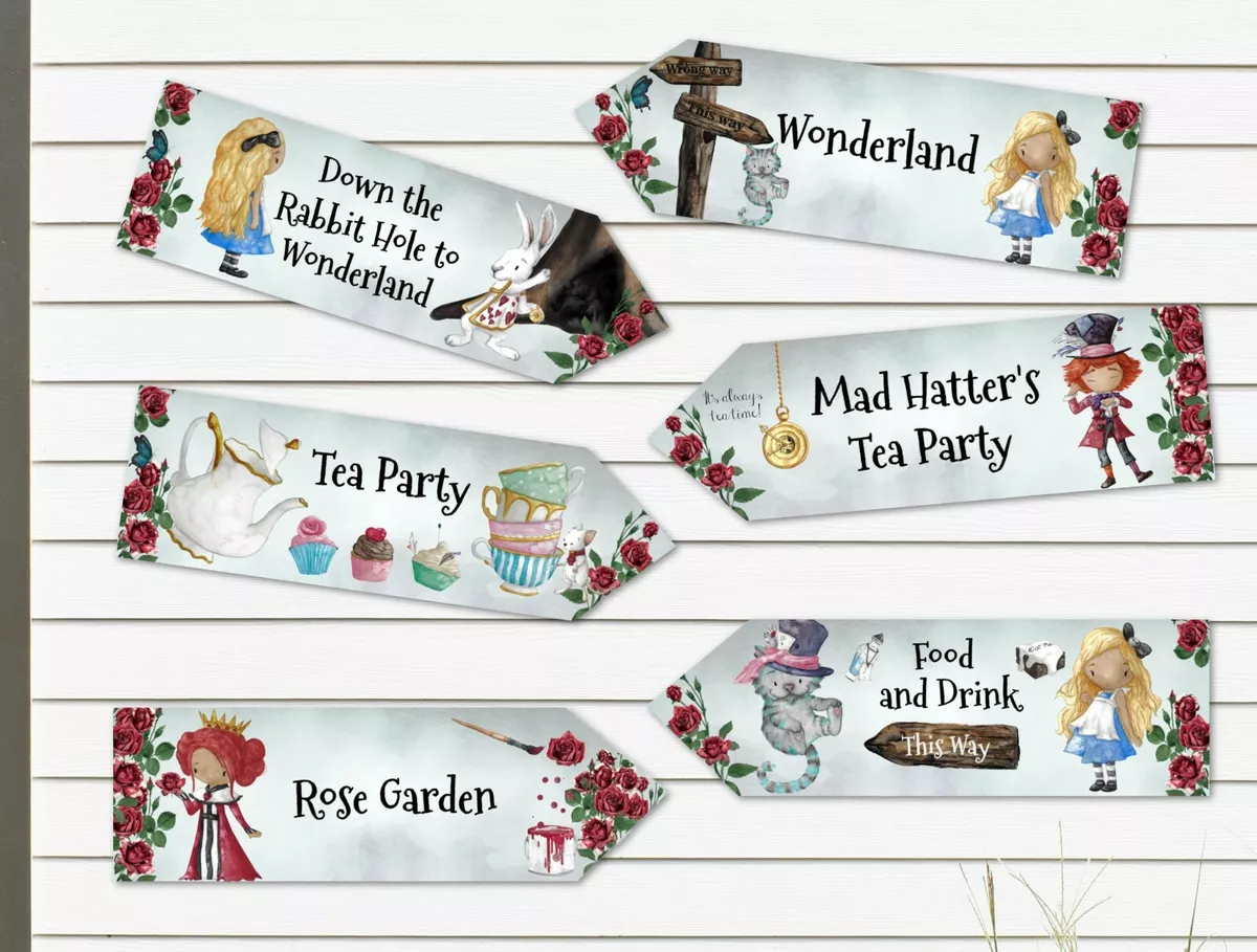Mad Hatter Tea Party Decorations 5 Alice in Wonderland Arrow Signs