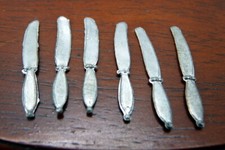 Antique German Soft Metal SILVERWARE 7 Knives 1:12 Dollhouse Miniature