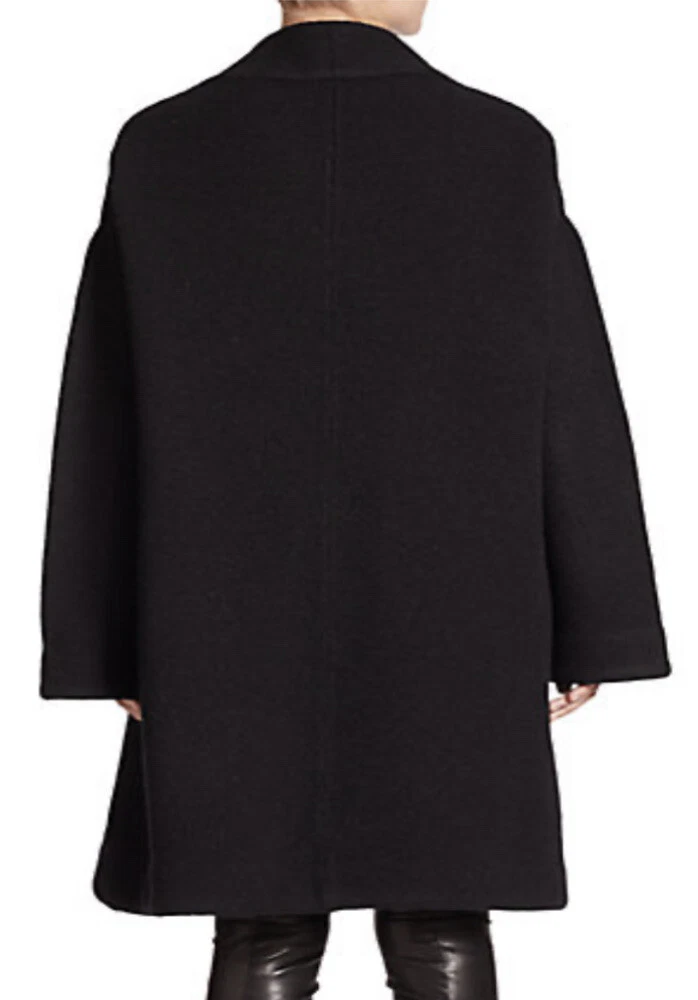 Cappotto Acne Studios donna XS nero lana bollita cravatta anteriore oversize Coatigan
