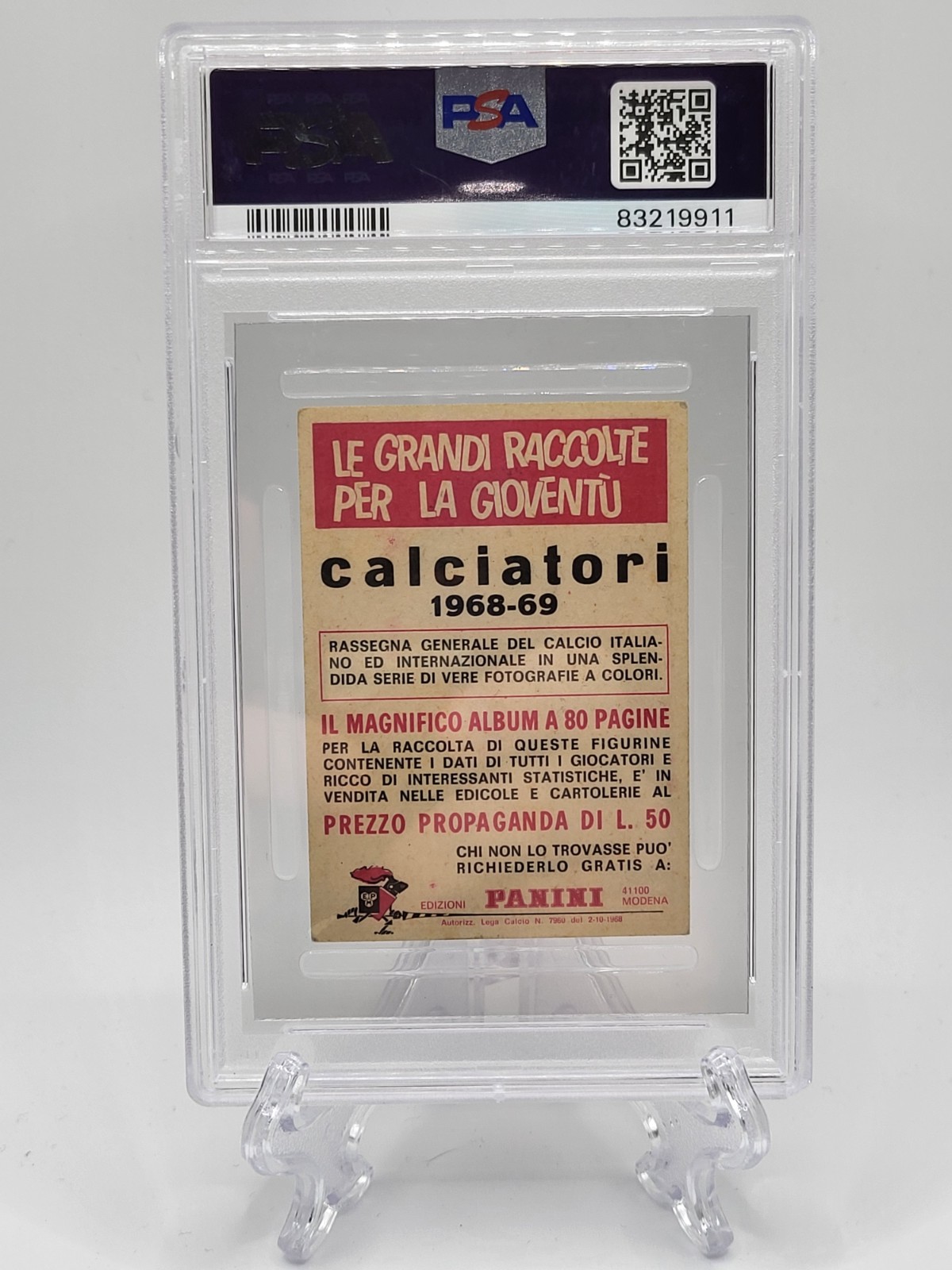 1968-69 Panini Calciatori Soccer Pele PSA 3 VG view 3
