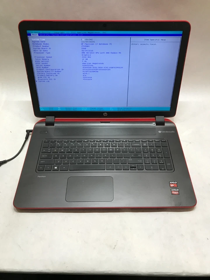 HP 17z-f200 17" AMD A8-6410 12GB RAM 500GB SSD ¡SIN SISTEMA OPERATIVO Faltan botas de batería! - DW Foto 3 de 4