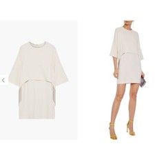 Stella McCartney Krista Cape-Effect Fringe Cady Mini Dress Sz 38 (2-4) 