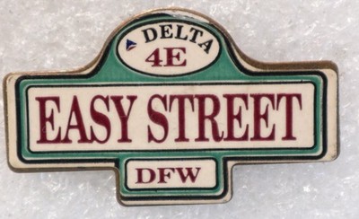 Delta Easy Street Pinback Button DFW 4E Vintage Tin Lapel Pin