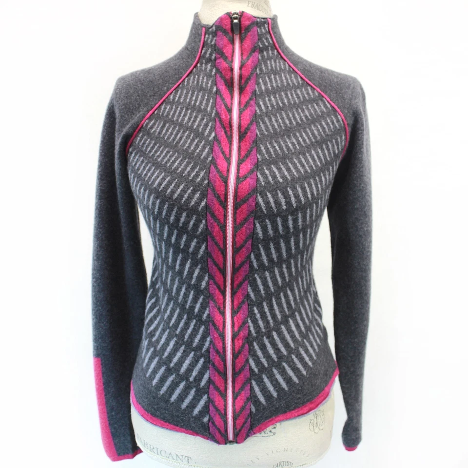 Cárdigan Krimson Klover Gris Chaqueta Tejida 100% Lana Ropa Activa Cálida Cremallera Completa L Foto 2 de 4