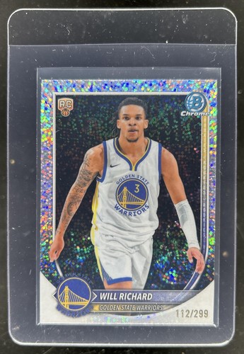2025-26 Bowman Will Richard Chrome RC Speckle Refractor Rookie #/299 Warriors