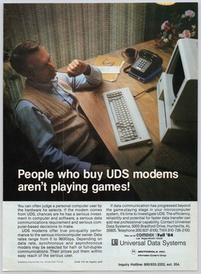 Universal Data Systems Vintage 1984 UDS Modem Print Ad Technology