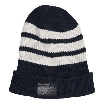 Boomerang, Beanie-Mütze, Größe: 52-54, Elasthan/Bio-Baumwolle, Blau/Weiß #I7R