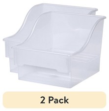 2 Pack 2-Tier Medium Clear Plastic Bin Multi-Purpose Kitchen Storage Organizer