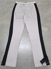 NWT BOOHOO MAN Dress Pants Sz 30x33 Beige Black Sports Stripe Split Hem Trousers