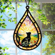 Personalized Cat Memorial Ornament Suncatcher, Pet Sympathy Window Decor