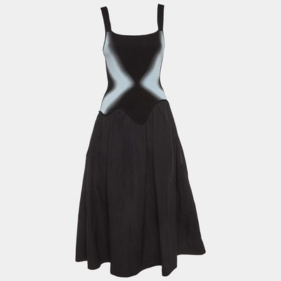 PH5 Black Knit and Poplin Elsa Mixed Media Midi Dress S