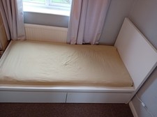 IKEA Malm Single Bed Frame with 2 Storage Box Drawers, White
