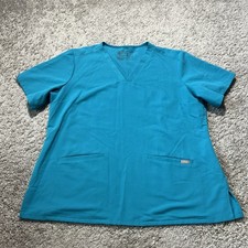 Figs Technical Collection Womens Blue XL Two Pocket Short Sleeve Scrub Top