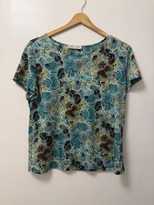 Vintage Y2K Dress Barn Floral AOP Blue Top Shirt Women’s XL Made In USA