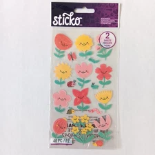 Sticko Cute Floral Stickers - 2 Sheets - 40 PC Total