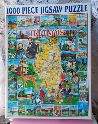 2002 WHITE MOUNTAIN PUZZLES 1000-PIECE ''THE LAND OF LINCOLN'' ILLINOIS COMPLETE