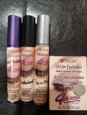 PROSA OIL FOR EYELASHES, MASCARA 4 IN 1 MICROFIBER, PROFESSIONAL & MAXI-VOLUME