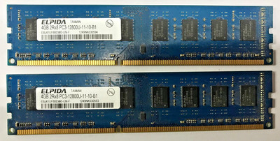 Elpida 8GB (2x4GB) DDR3 EBJ41UF8BDW0-GN-F 2RX8  PC3-12800U-11-10-B1 #R2776