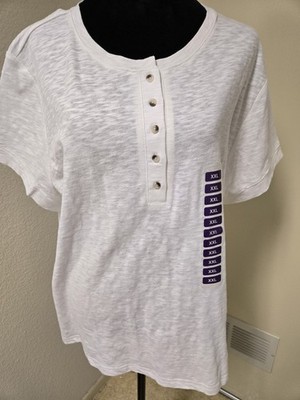 Nwt Nine West Ss Henley White Shirt Sz Xxl