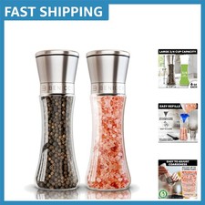 Stainless Steel Salt & Spice Shaker Set of 2 - Adjustable Grinders & Accessories